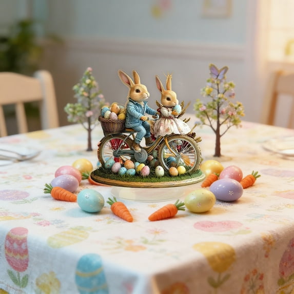 Kbndieu Easter Decorations for Home Farmhouse Easter Table Centerpieces 2D Acrylic Bunny Decoration Easter Table Decor for Indoor Spring Easter Tabletop Decoration Easter Party Supplies Gifts