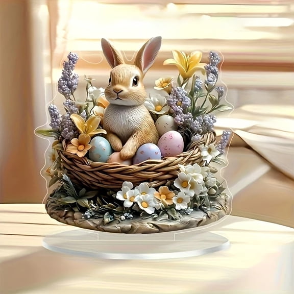Kbndieu Easter Decorations for Home Spring Easter Table Centerpieces 2D Acrylic Easter Bunny Table Decor for Indoor Home Party Spring Easter Tabletop Decoration Easter Gifts