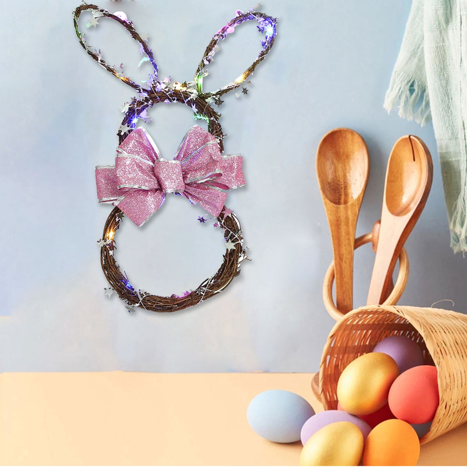 Beavorty 2pcs Rattan Garland Moon-Shaped Wreath Rattan Frame Grape Wreath Half Eid Door DIY Grapevine Ring Wicker Natural Decorative Flower Ring