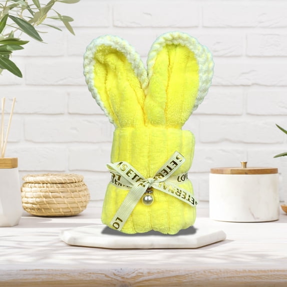 Kbndieu Easter Gifts Bathroom Hand Towels, Easter Bunny Kitchen Towels with Ribbon Decorative, Rabbit Dish Towel for Hand Drying Cleaning Cooking Gift, Easter Home Decorations, 9.8 x 19.6 Inch