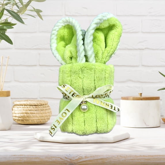 Kbndieu Easter Gifts Bathroom Hand Towels, Easter Bunny Kitchen Towels with Ribbon Decorative, Rabbit Dish Towel for Hand Drying Cleaning Cooking Gift, Easter Home Decorations, 9.8 x 19.6 Inch