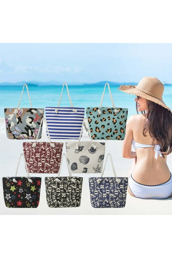 Extra Large Beach Bag with Zipper, Waterproof Sandproof Beach Tote Bag for Women, Shopping Travel Bag Gym Bag on Clearance