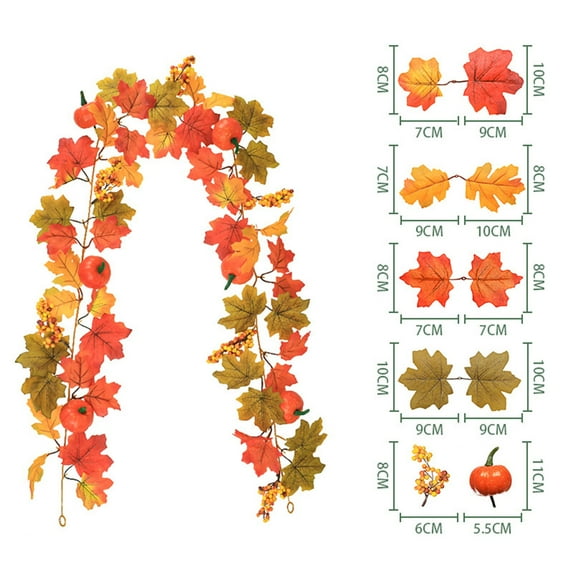 Kbndieu Fall Garland, Autumn Hanging Fall Maple Vines Decor for Home Fall Room Door Porch Decor, Autumn Thanksgiving Decortions for Mantle Fireplace