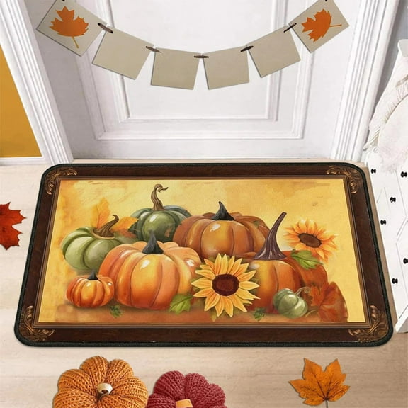 Kbndieu Fall Outdoor Rug, Thanksgiving Welcome Floor Mat, 16x24 Inch Front Door Mat Outdoor, Washable Rug for Front Porch Farmhouse Entryway Patio Thanksgiving Fall Autumn Kitchen Home Decor