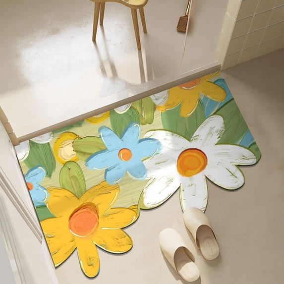 Kbndieu Floral Bath Mat Non Slip, Super Soft and Water Absorbent Bathroom Rugs, Machine Washable, Quick Dry, Bath Rugs Carpet for Bathroom, Kitchen and Entryway Decor
