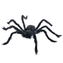 Kbndieu Halloween Giant Spider Decorations Outdoor Indoor, Large Scary Hairy Black Spider for Yard Lawn Halloween Outside Decor and Indoor Party Decor