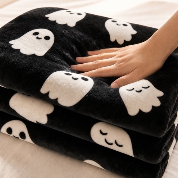 Kbndieu Halloween Throw Blanket, Pumpkins Ghosts and Dwarfs Soft Cozy Fall Blanket for Sofa, Couch, Chairs and Bed, Microfiber & Oversized Bedding