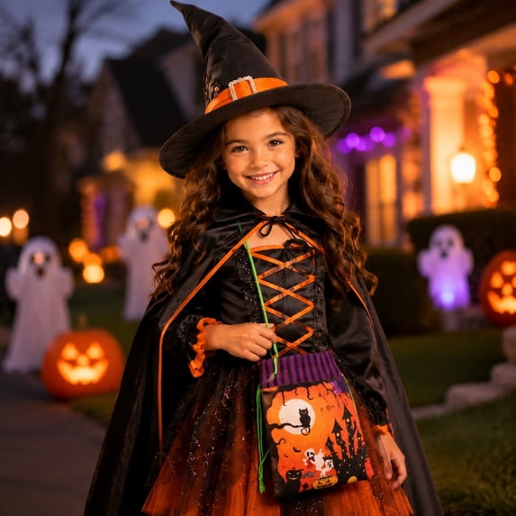 Kbndieu Halloween Tote Treat Bags for Trick or Treating, Halloween Goodie Candy Bags Reusable Cloth Bucket Gift Bag Handbag for Kids Costume Party Favor Supplies