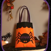 Kbndieu Halloween Trick or Treat Bags, Halloween Fabric Tote Bucket for Trick or Treating, Halloween Basket with Handle for Kids Girl Boy, Halloween Party Favor Supplies, Kids Gifts Goodie Bags