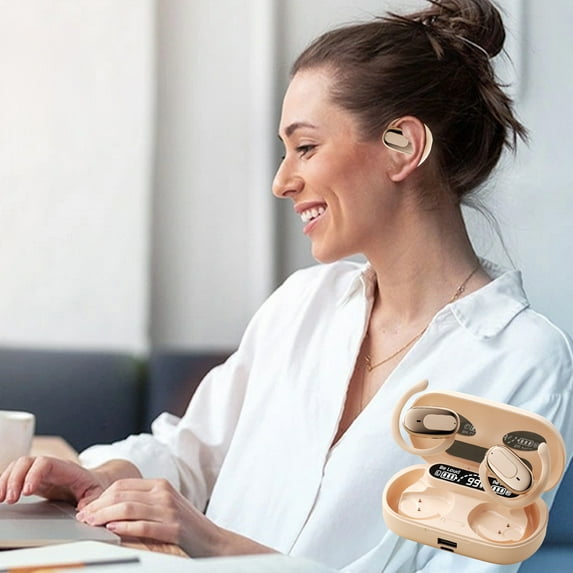 Kbndieu Hanging Ear Bluetooth Headphones, Openear 5.4 Wireless Earbuds, Low Latency, Large Capacity Battery, Type-C Fast Charging, Sports Waterproof Earphones