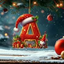 Kbndieu Initial Ornaments Christmas Tree Decorations, Christmas Letter Ornaments for Christmas Tree, Christmas Hanging Decor A