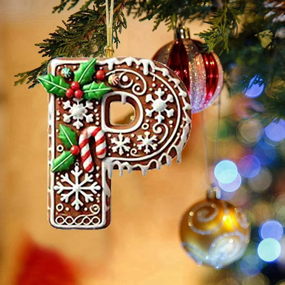 Kbndieu Initial Ornaments for Christmas Tree, Letter Ornaments Christmas Tree Decorations Christmas Ornaments Christmas Hanging Decor Gifts for Women Men Friends Family Party Indoor P