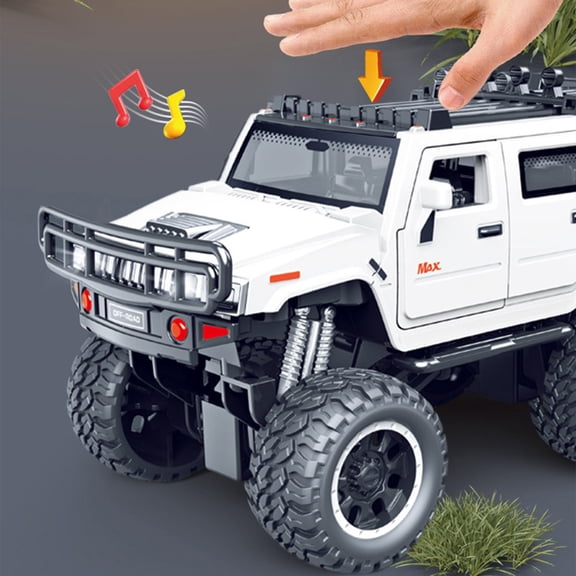 Kbndieu Kids Toys Cars Off-Road Vehicle Friction Powered Toy Vehicle with Fun Lights and Sounds, Car Toys Birthday Gifts for Boys and Girls, White