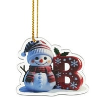 Kbndieu Letter Ornaments for Christmas Tree, Initial Ornaments with Snowman Hanging Pendant Christmas Tree Decorations Ornaments Christmas Hanging Decor B