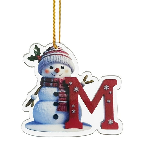 Kbndieu Letter Ornaments for Christmas Tree, Initial Ornaments with Snowman Hanging Pendant Christmas Tree Decorations Ornaments Christmas Hanging Decor M