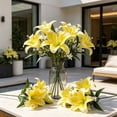 thumbnail image 1 of Kbndieu Lily Artificial Silk Flowers Fake Flowers Yellow Florals Arrangements Faux Lily Flower Stems for Spring Summer Wedding Bride Bouquets Home Table Centerpiece Farmhouse Decorations, 1 of 6