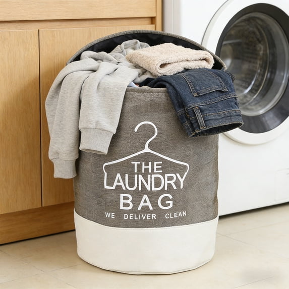 Kbndieu Linen Foldable Laundry Hamper, Large Collapsible Laundry Baskets with Easy Carry Handles, Clothes Hampers for Bedroom, Bathroom, Dorm, Laundry Room, Coffee