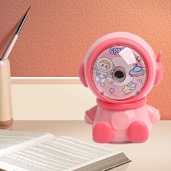 Kbndieu Manual Pencil Sharpener Hand Crank with Adjustable Point for Classroom, Office, Home, Pink