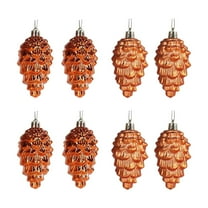 Kbndieu Orange Christmas Ornaments for Tree, Glitter Pinecone Ball Christmas Tree Decorations Hanging Ornaments for Christmas Gifts Xmas Tree DIY Crafts 3.54in 8 Pack