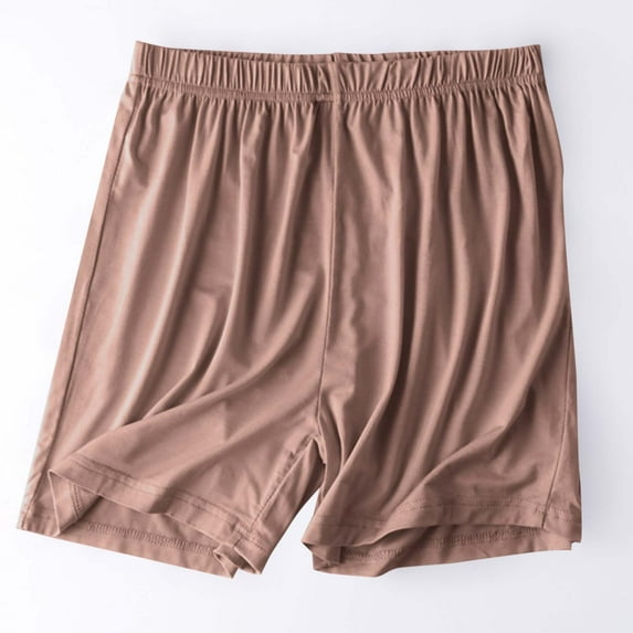 Kbndieu Pajama Shorts Womens Casual Athletic Shorts for Women Solid Color Summer Elastic Waist Thin Loose Sleep Shorts (Coffee, XXXL)