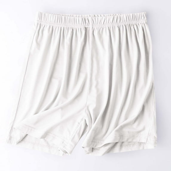 Kbndieu Pajama Shorts Womens Casual Athletic Shorts for Women Solid Color Summer Elastic Waist Thin Loose Sleep Shorts (White, L)