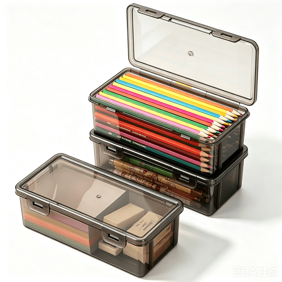 Kbndieu Pencil Case, Large Clear Pencil Box Case, Plastic Crayon Marker Box with Snap-tight Lid, Plastic Pencil Case, Plastic Pencil Box, Crayon Box Storage, Art Craft Marker Organizer on Clearance