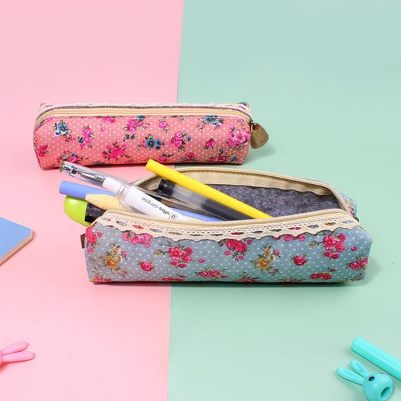 Kbndieu Pencil Case, Pencil Pouch Box Pen Case for Office Classroom Supplies, Portable Canvas Stationery Organizer with Zipper