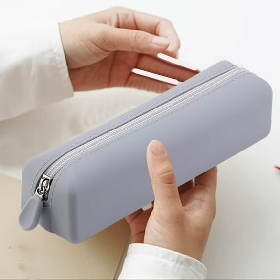 Kbndieu Pencil Case, Zipper Pencil Pouch Box, Simple Sturdy Multifunctional Pencil Bag for Office Stationery Organizer, Gray