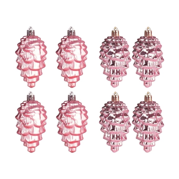 Kbndieu Pink Christmas Ornaments for Tree, Glitter Pinecone Ball Christmas Tree Decorations Hanging Ornaments for Christmas Gifts Xmas Tree DIY Crafts 3.54in 8 Pack