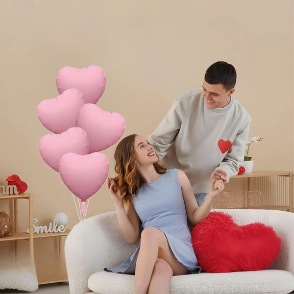 Kbndieu Pink Heart Balloons, 18 inch Heart Shaped Balloons for Valentines Day Birthday Wedding Engagement Anniversary Graduation Baby Shower Heart Party Decorations