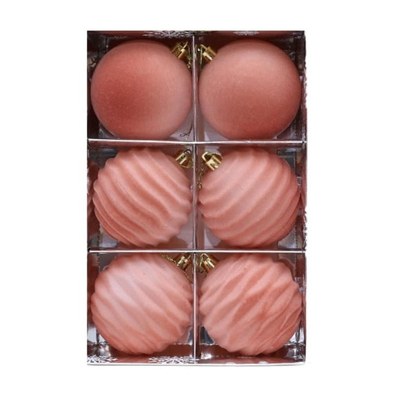 Kbndieu Pink Velvet Christmas Balls Ornaments for Tree, 6PCS 3.15" Large Flocked Christmas Tree Balls Ornaments Set, Shatterproof Christmas Hanging Ornaments Decorations