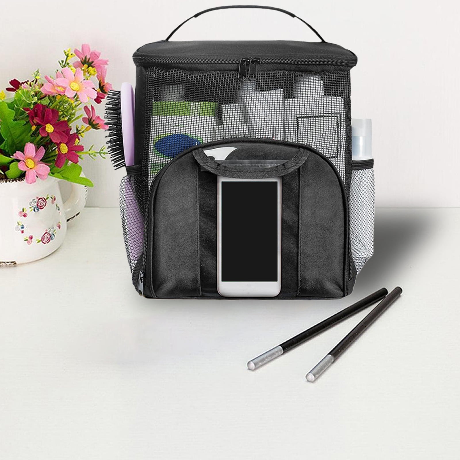 Portable Totes Kbndieu Portable Large Capacity Mesh Shower Tote Bag Quick Dry Hanging ...