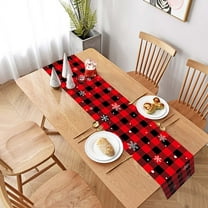 Kbndieu Red and Black Buffalo Check Christmas Table Runner for Kitchen Dining Table Decoration, Christmas Holiday Home Decor Indoor Outdoor Party Supply 14 x 73 Inch, Christmas Decorations Clearance