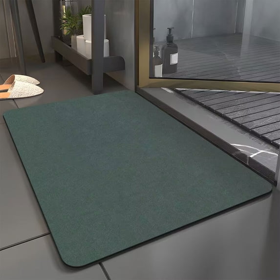 Kbndieu Rubber Bath Mat, Super Absorbent Non Slip Bathroom Rugs, Quick Dry Thin Bath Rug, Machine Washable Bathmat, Cushioned Floor Mats for Shower, Bathtub and Floor, 16" x 24" Army Green
