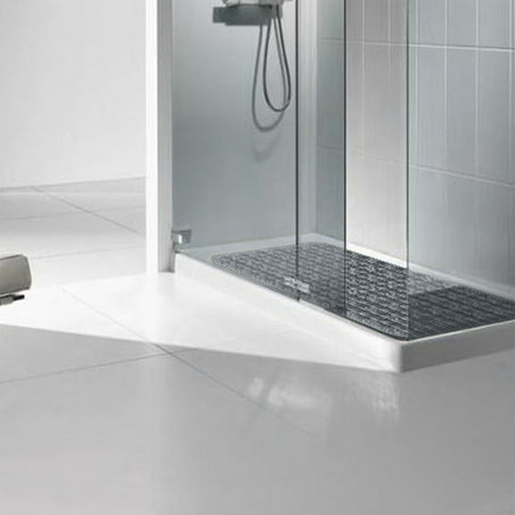 Kbndieu Shower Mat Non-Slip Bath Mat for Tub and Shower Stall, Quick Dry Machine Washable Bathtub Mat with Drain Holes, Suction Cups for Stand Up Showers, Bathroom Essentials (Gray)