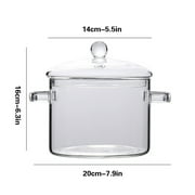 Kbndieu Simmer Pot for Stove Potpourri, Borosilicate Glass Pots for Cooking on Stove, Clear Pots for Cooking, Glass Cookware, Cooktop Safe for Pasta Noodle, Soup, Milk, Baby Food on Clearance