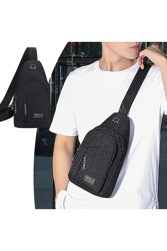 Sling Bag Waterproof Crossbody Bag for Women Men, Casual Black Small Backpack, Chest Daypack Satchel for Hiking Travel Outdoor Camping on Clearance