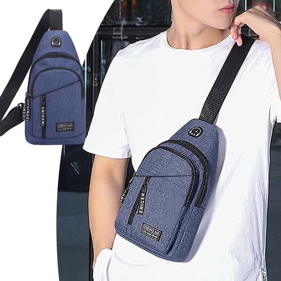 Kbndieu Sling Bag Waterproof Crossbody Bag for Women Men, Casual Dark Blue Small Backpack, Chest Daypack Satchel for Hiking Travel Outdoor Camping on Clearance
