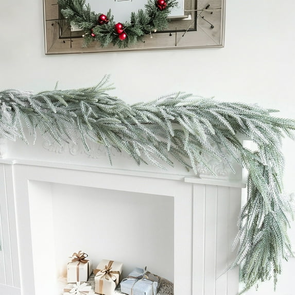 Kbndieu Snow Flocked Christmas Garland Snowy Artificial Christmas Garland Winter Frosted Holiday Garland White Cedar Garland For Xmas Tree - Christmas Decorations Clearance