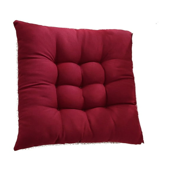 Kbndieu Square Chair Pads Seat Cushion, Solid Color Soft Non-Slip Seat Cushion Pillow for Dining Chairs, Office Chairs, Hardwood Floors (Red, 12"x12")