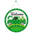 thumbnail image 1 of Kbndieu St Patricks Day Door Welcome Sign Decorations, Green Shamrock/Hat Door Hanger for Saint Patrick's Day Decor, Wooden Shamrock Hanging Decoration for Front Door and Wall Decor on Clearance, 1 of 5