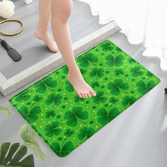 Kbndieu St Patricks Day Mat Shamrock Front Door Mat Kitchen Rug Nonslip Washable Entrance Bathroom Rugs Indoor Outdoor Entryway Floor Mat for Bathroom, Bedroom, Kitchen, Home Decor