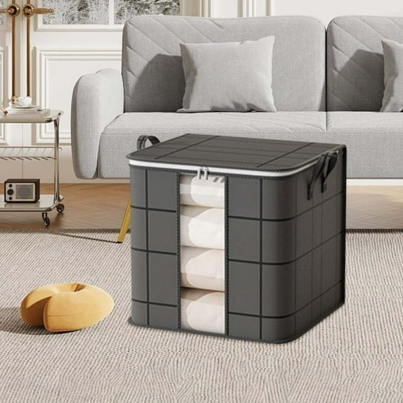 Kbndieu Storage Bins with Lids, Clear Window & Reinforced Handles, Large Clothes Storage Basket Containers, Closet Organizers and Storage for Clothing, Sweater, Comforter, Bedding