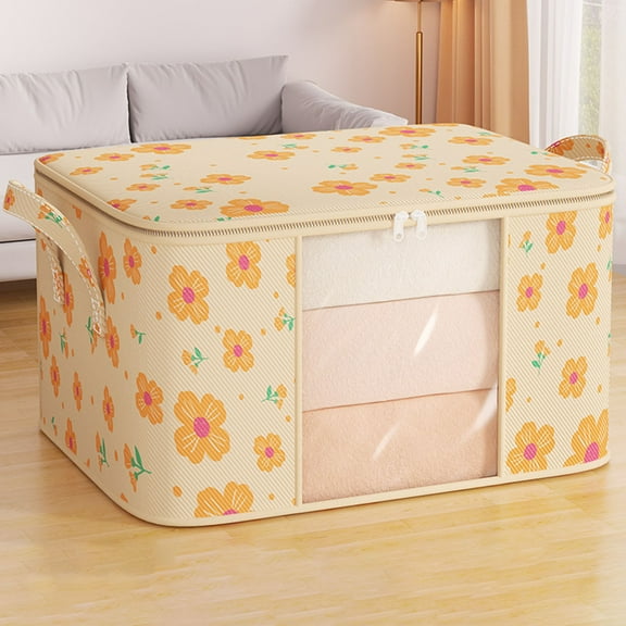 Kbndieu Storage Bins with Lids, Clothes Storage Bags Packing Moving Boxes with Zippers, Clear Window and Reinforced Handles, Storage Basket Containers for Blanket, Comforter, Pillow, Bedding