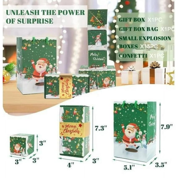 Kbndieu Surprise Box Gift Box for Money, Newly Christmas Surprise Gift Box Explosion, Folding Explosion Gift Box for Christmas Birthday (20 Box Green) - Christmas Decorations Clearance