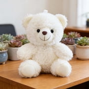 Kbndieu Teddy Bear Stuffed Animals, Small White Teddy Bear Plush Toy Birthday Christmas Valentines Day Gift for Kids Girl Friends