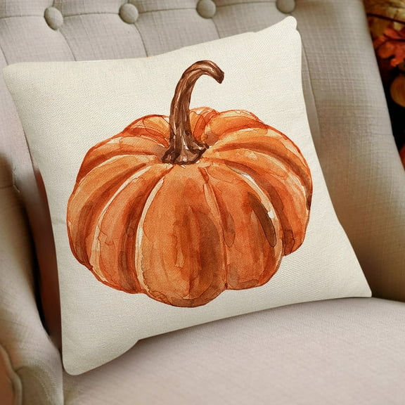 Kbndieu Thanksgiving Fall Decorations Pillow Covers 18x18 Inches Orange Pumpkin Maple Leaf Wreath Sofa Pillowcase Halloween Fall Decorations for Home
