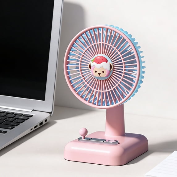 Kbndieu USB Desk Fan, Small Quiet Powerful 3 Speeds, Personal Mini Portable Desktop Table Fans, Cooling for Home Office Car Travel Indoor Outdoor Pink