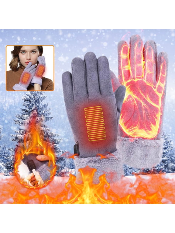 USB Heated Gloves for Men Women, Portable Heating Gloves Cold Weather, Waterproof Touchscreen Windproof Thermal Hand Warmers for Climbing, Motorcycling, Skiing