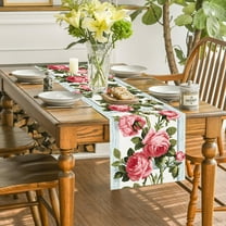 Kbndieu Valentines Day Decor Table Runner, 13 x 72 Inch Roses Table Runner for Valentines Decorations, Winter Holiday Table Runners for Home Living Room Romantic Decorations on Clearance